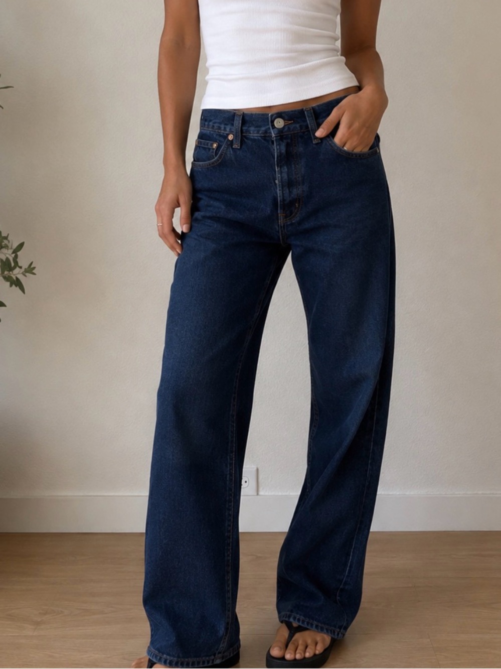 RE/DONE Dark Wash Button Fly Jeans, Size 30